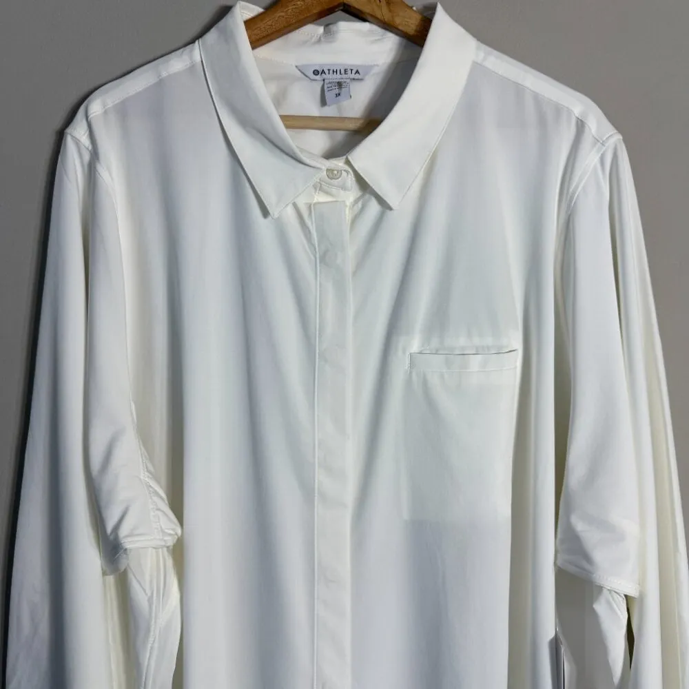 Athleta Urbanite 2.0 Button Down Top Shirt Blouse Women's 3X White Relaxed NWT - Image 7