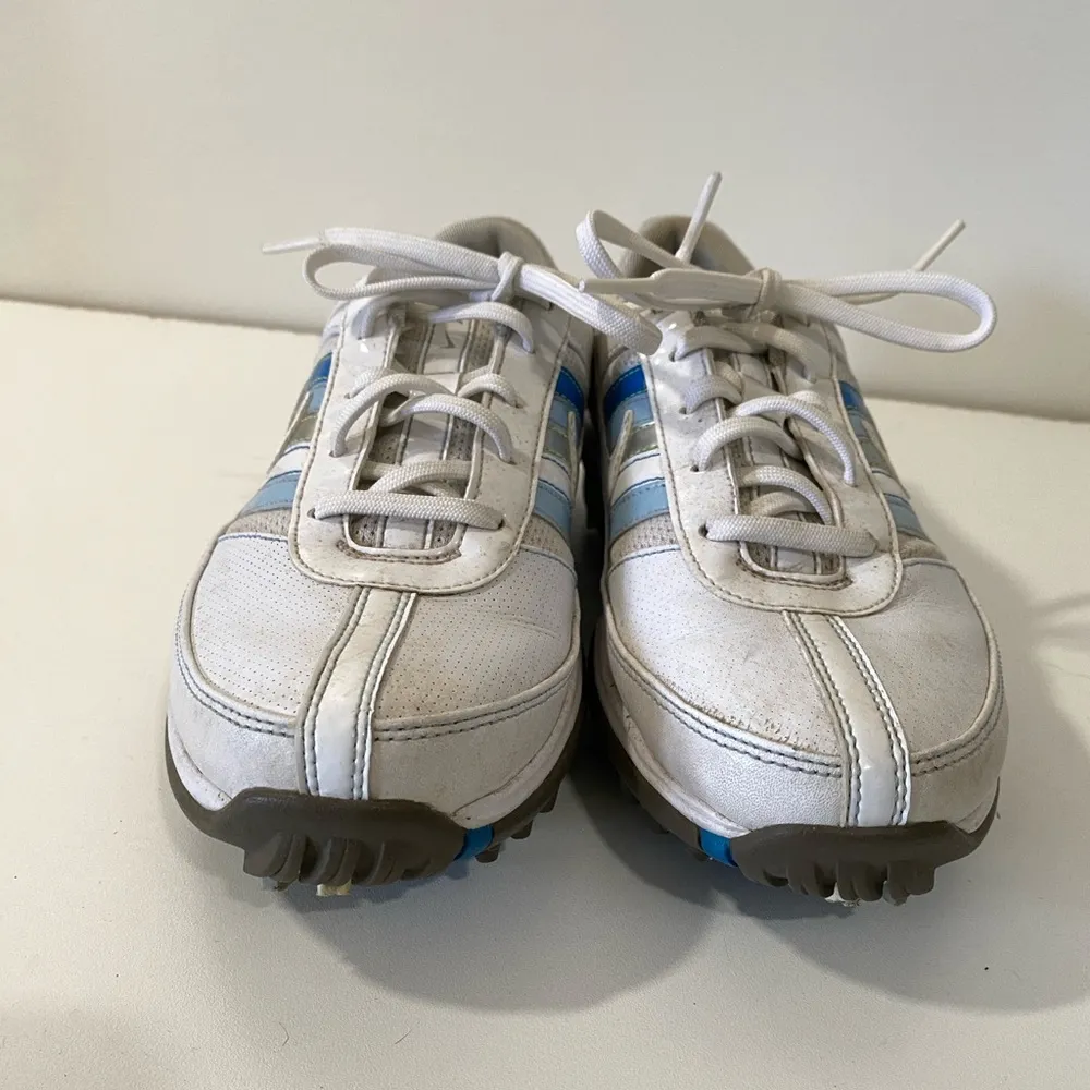 Nike Air Women’s Golf Shoes size 7 White With Blue Stripes - Image 5