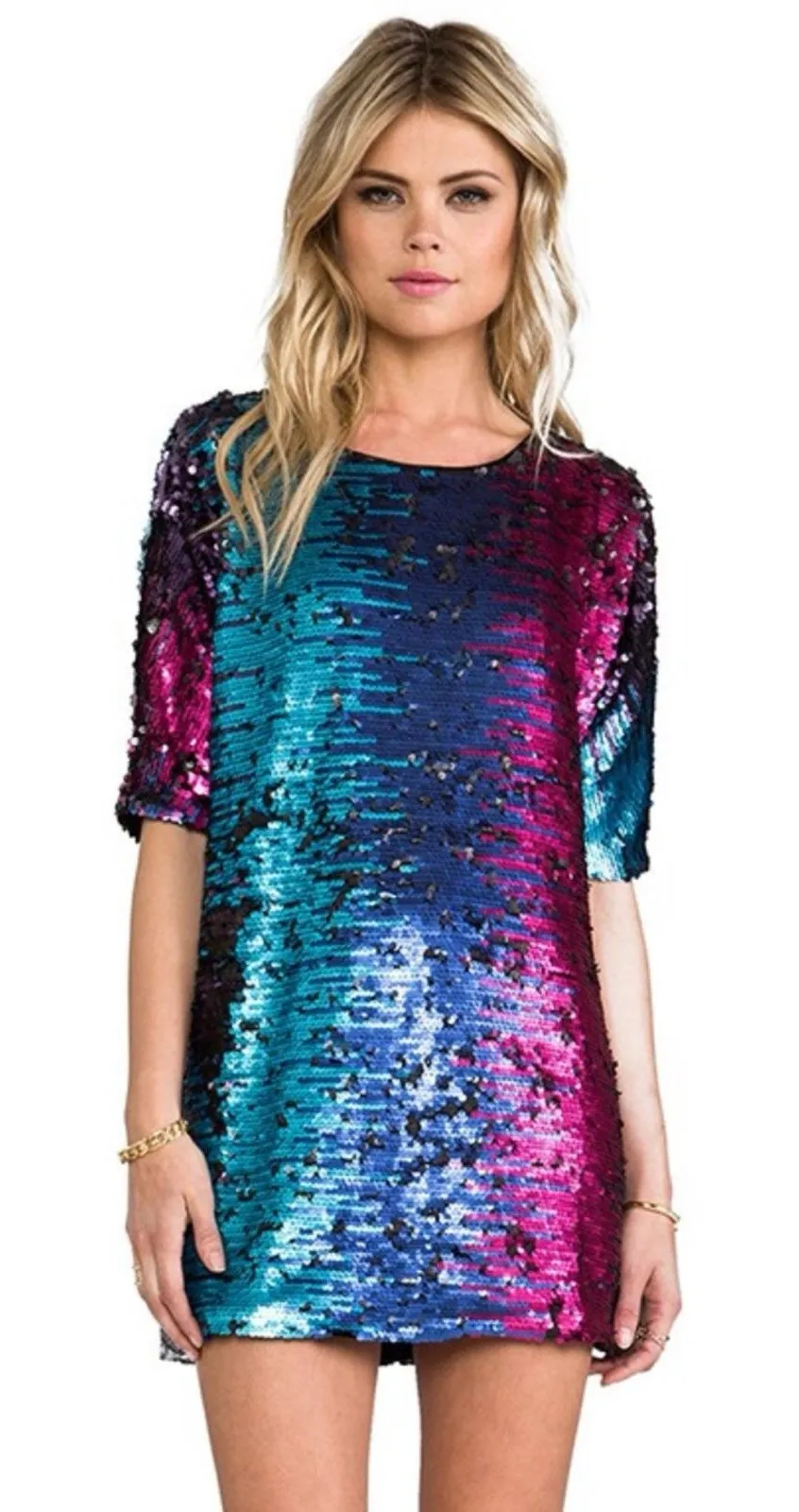 Shift Dress in Matte Magenta BLAQUE LABEL All Over Sequins Size Small Revolve - Image 1