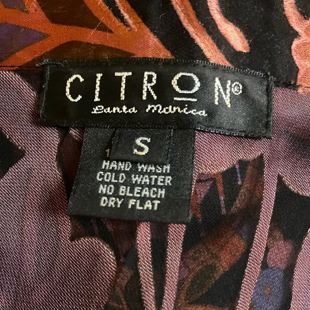 Y2K CITRON Santa Monica Floral Geisha
Velvet Burnout Blouse S Red - Image 12