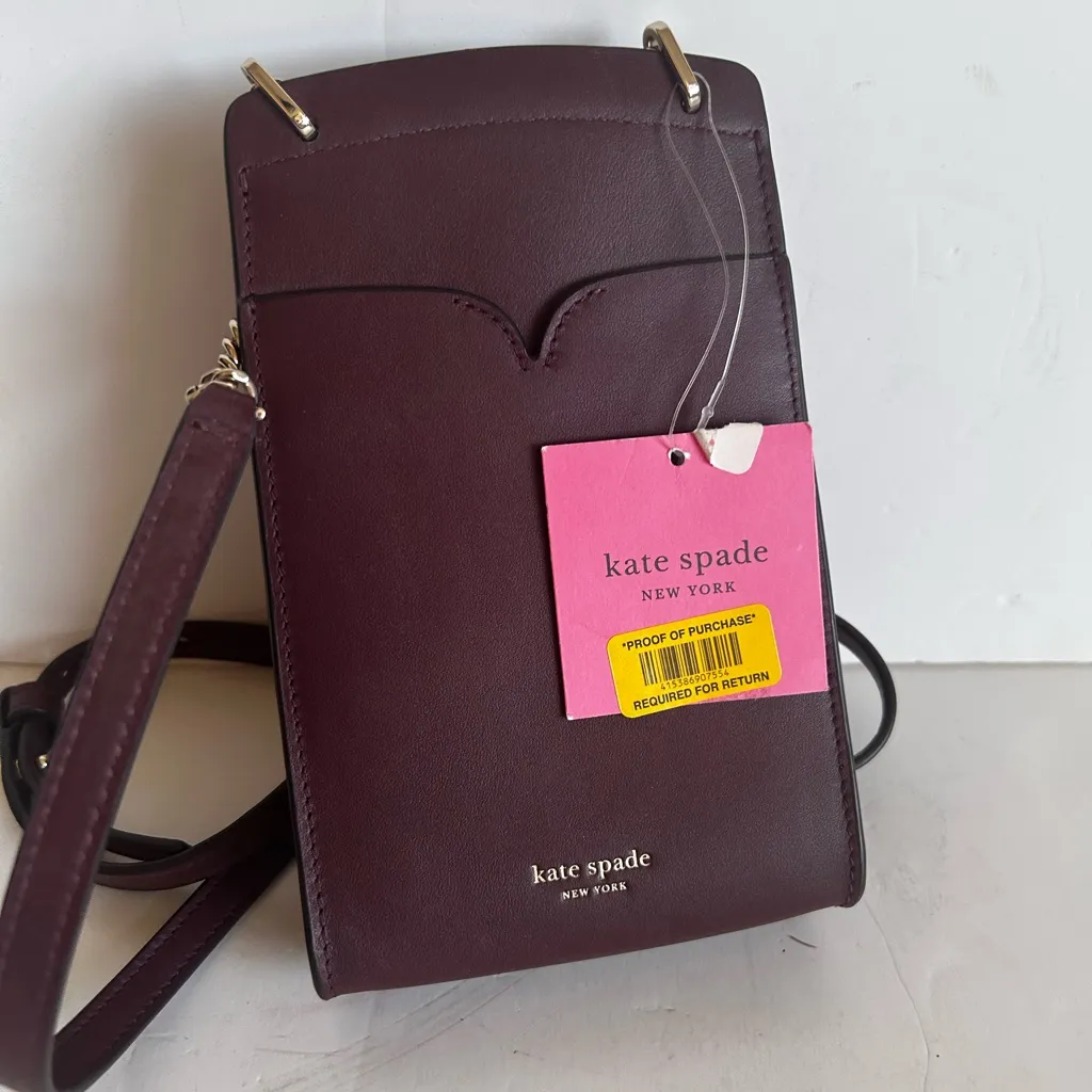 Kate Spade Burgundy Crossbody Bag with Gold Accents - Image 5