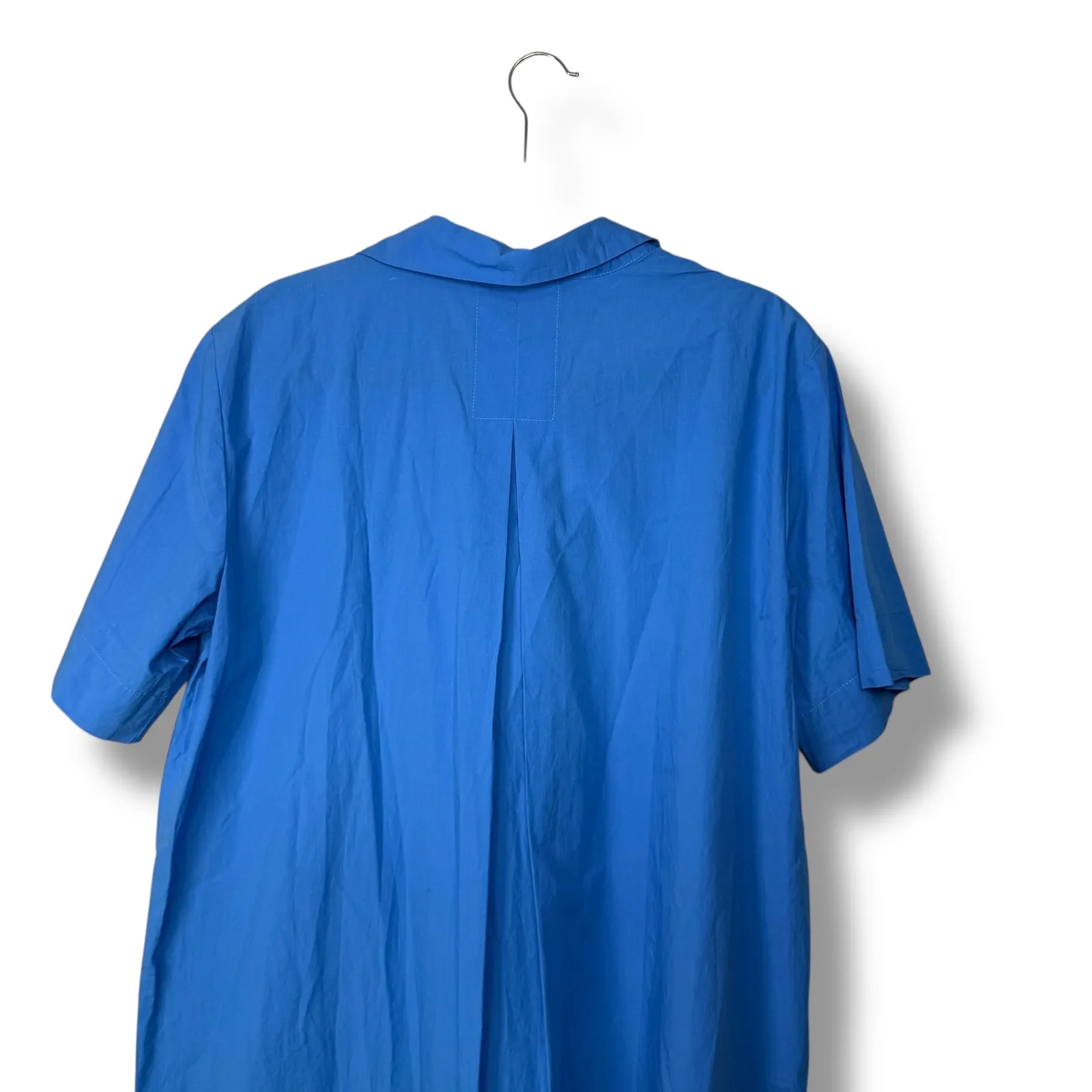 Eileen Fisher Blue Organic Cotton Collared Midi‎ Shirt Dress L/G - Image 7