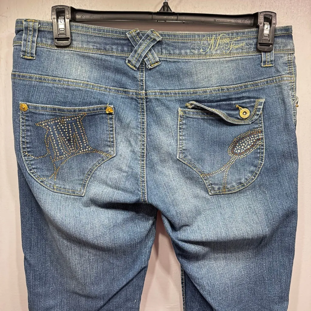 Mecca Femme Vintage Y2K Jeans Low Rise Boot Cut Rhinestone Studded Pockets 13/14 Blue - Image 4