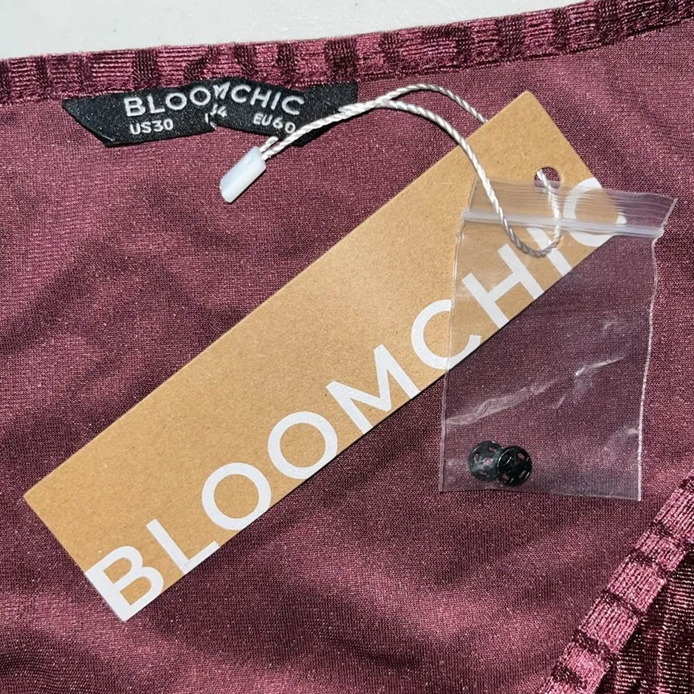 Bloomchic NWT 30 Burgundy Purple Velvet Surplice V - Image 5