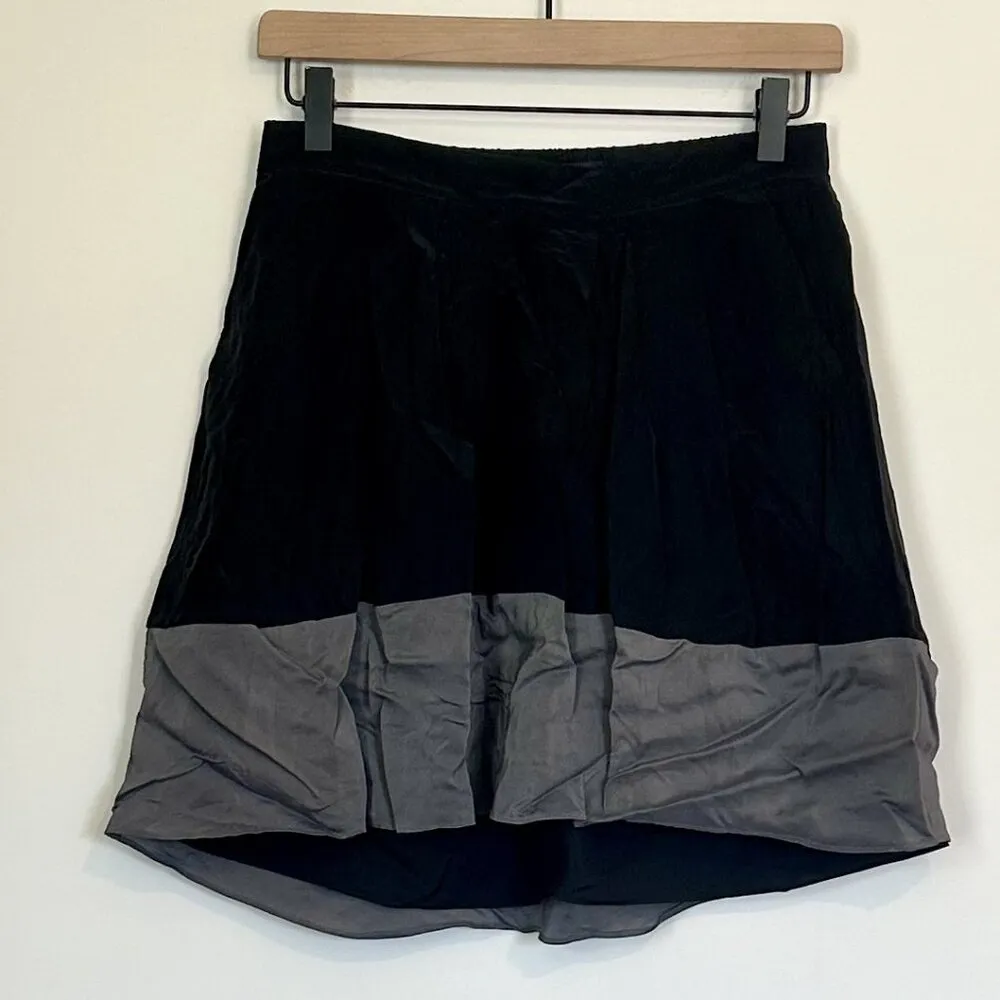 Madewell Premiere Gray Black A-Line Color Block Silk Skirt - XS - Image 2