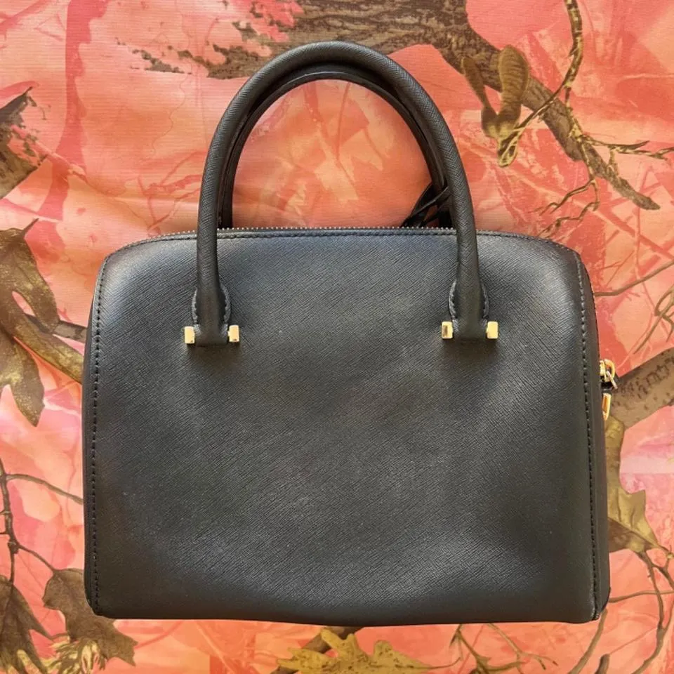 cameron st large lane satchel round leather tote bag black - Image 3