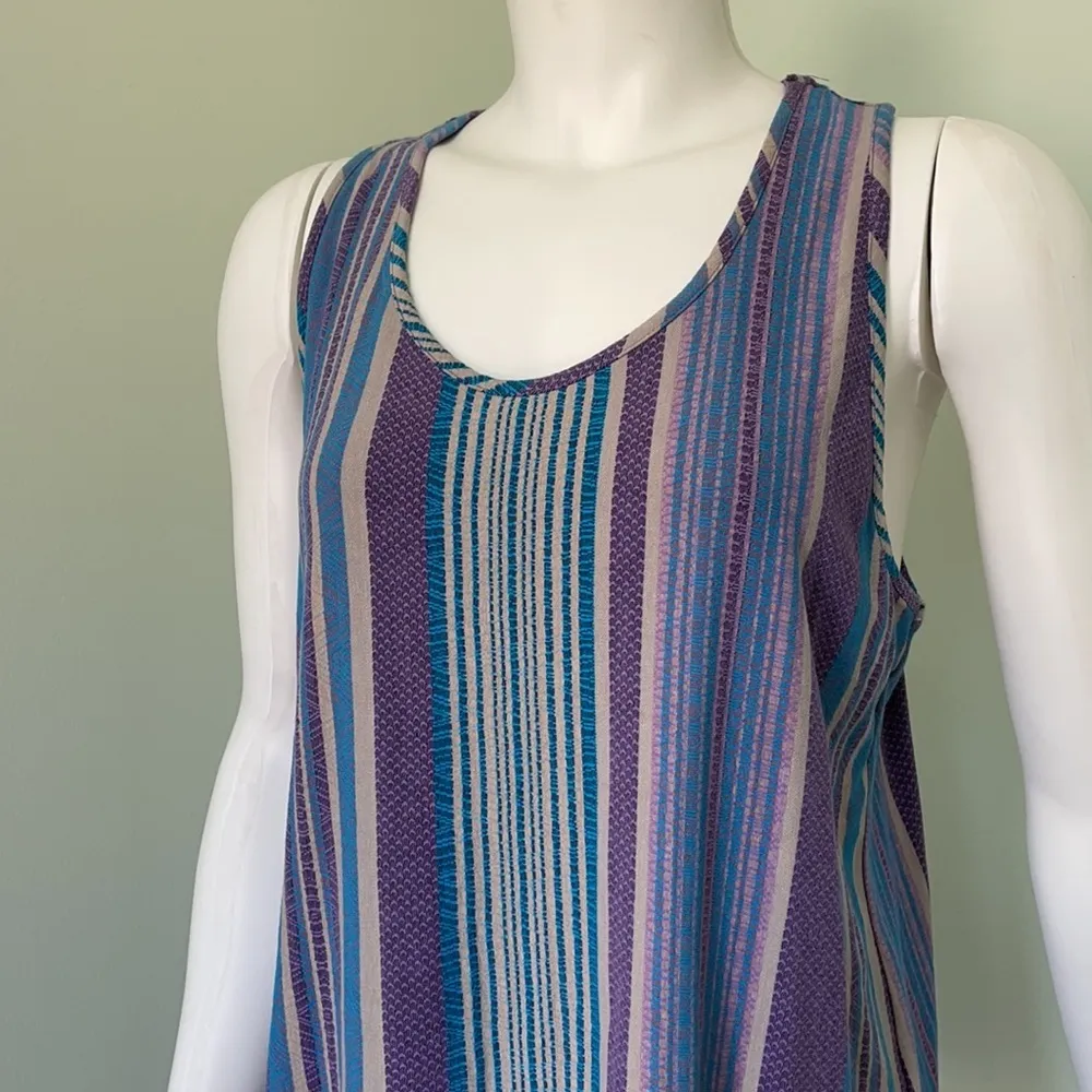 Drew Purple blue and gray striped racerback tank medium - Image 2