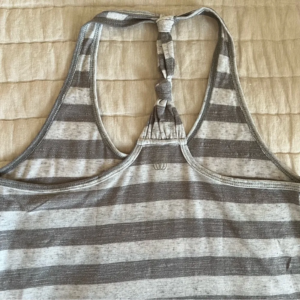 Balance Collection Grey Striped Racerback Linen Blend Tank Top Size Small - Image 11
