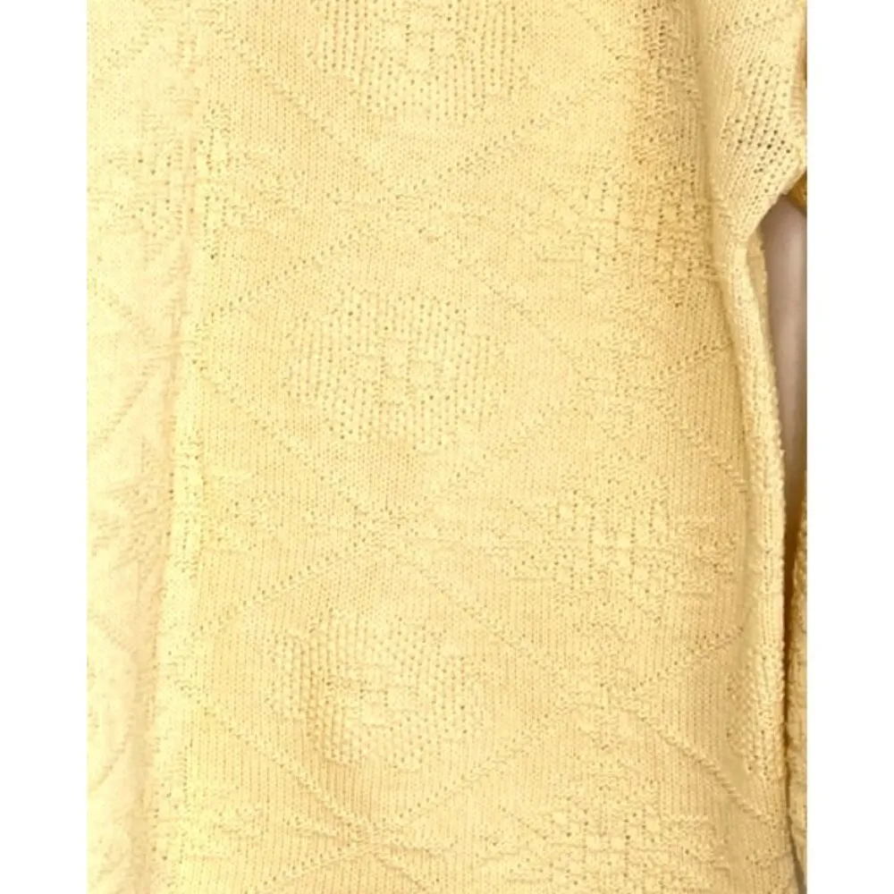 Vtg 70s Sasson Knit Sweater Yellow Crew Floral Size M USA Size M - Image 4