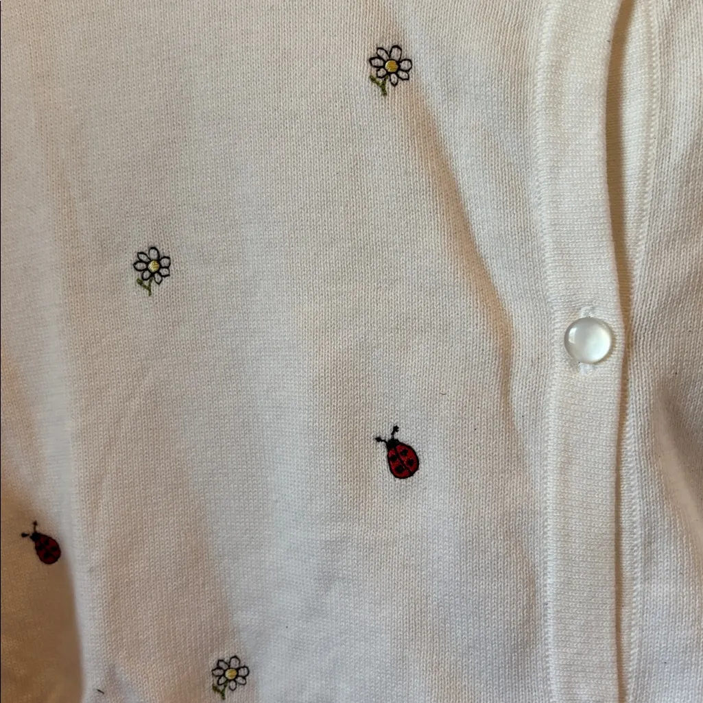 Christopher and Banks White Button Down cardigan with Red & Black Details NWT xl - Image 2