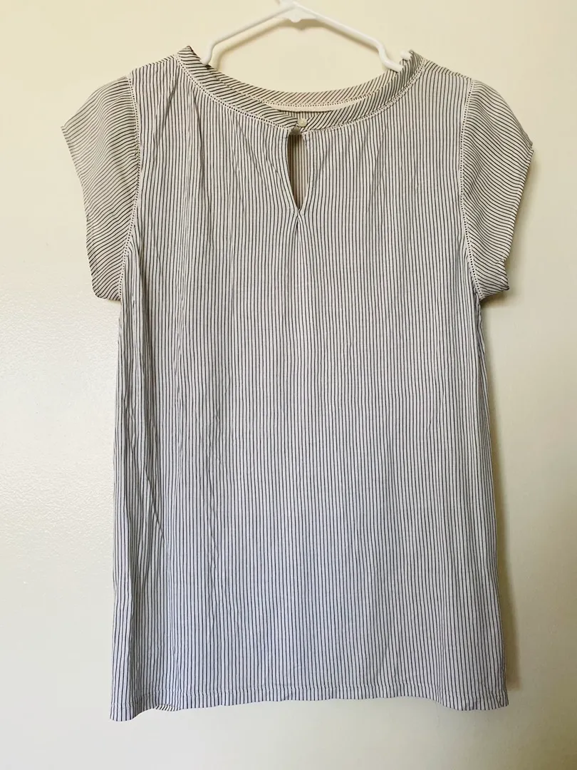 Loft Striped Perforated Lacy Mixed Top - Image 4