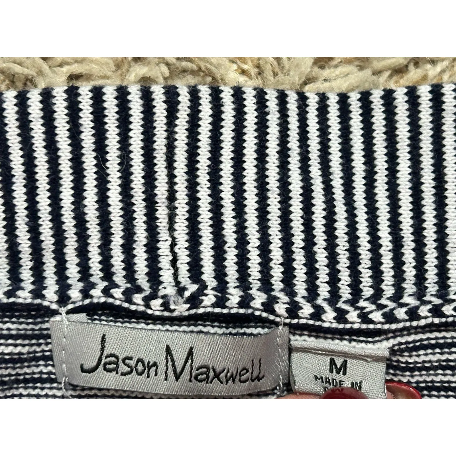Jason Maxwell Women's Open Front Knit Cardigan Sweater Striped Blue/White Size M - Image 5