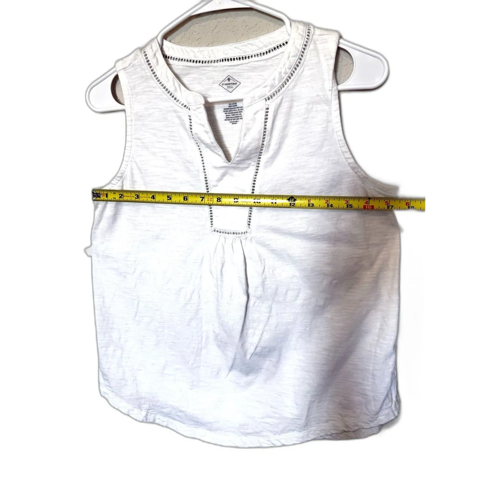 St. John’s Bay White 100% Cotton Tank Top Women’s Medium - Image 6