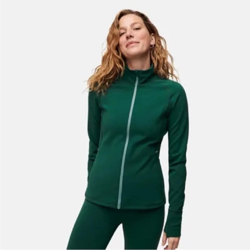 Outdoor Voices FrostKnit Full-Zip Jacket Women's M Green Mock Neck Activewear - Image 5
