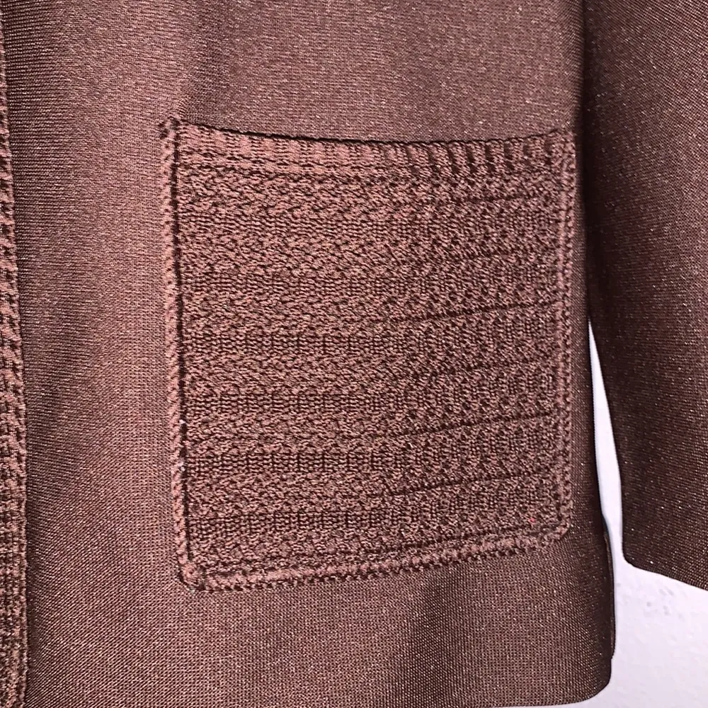 Hedy Knits vintage brown knit open blazer jacket Size L - Image 3