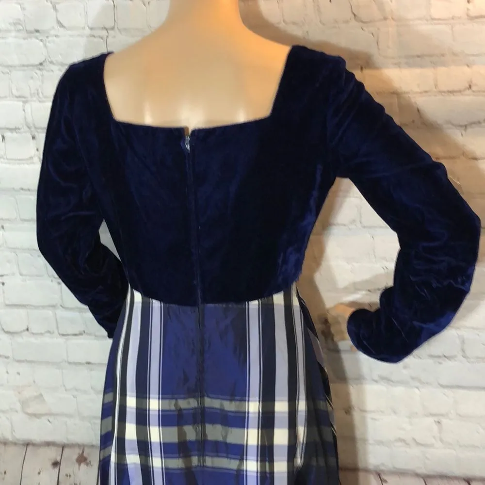 Neiman Marcus Vintage 1960s Velvet & Plaid Victorian Maxi Dress Small - Image 14