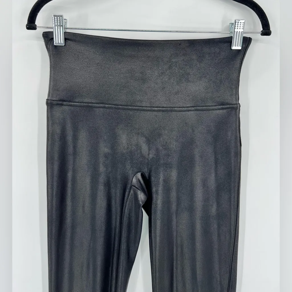 SPANX Faux Leather Leggings Shapewear High Waist Full Length Black Size Large - Image 8