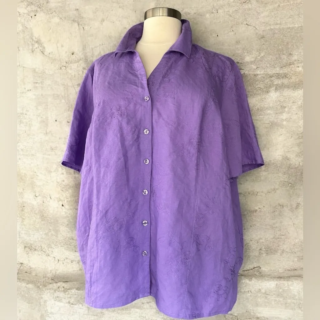 NWT!Maggie Barnes Leon Blend Button Down Needle Point Blouse Size 3X - Image 2
