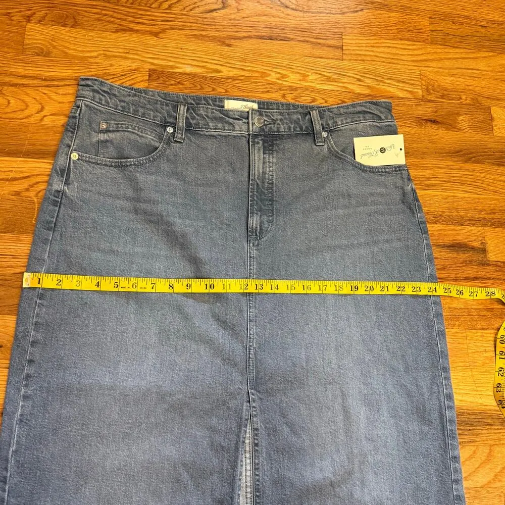 Universal Thread Juniors 17 Gray Denim Midi Skirt Slit Pockets Stretch Western - Image 3
