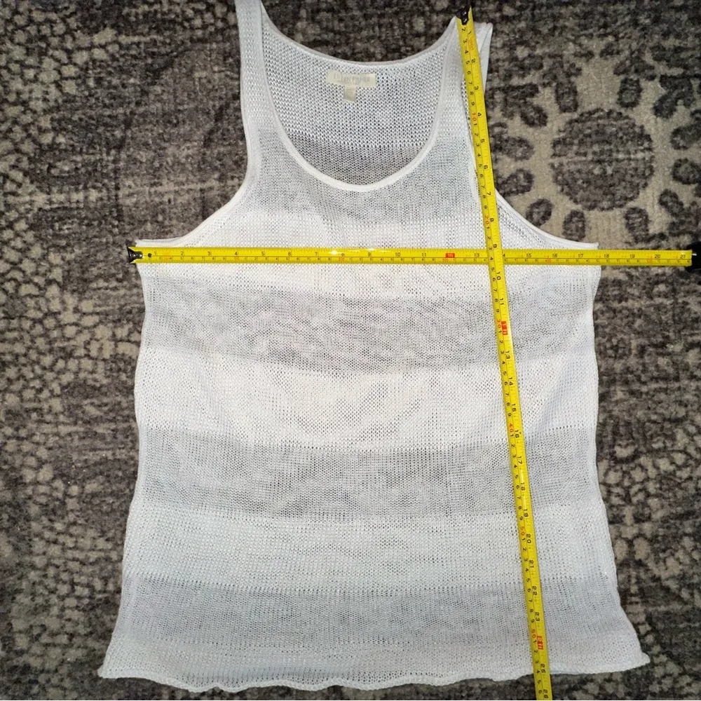Eileen Fisher Women’s Size P S White Shadow Stripe Linen Knit Sweater Tank Top - Image 7