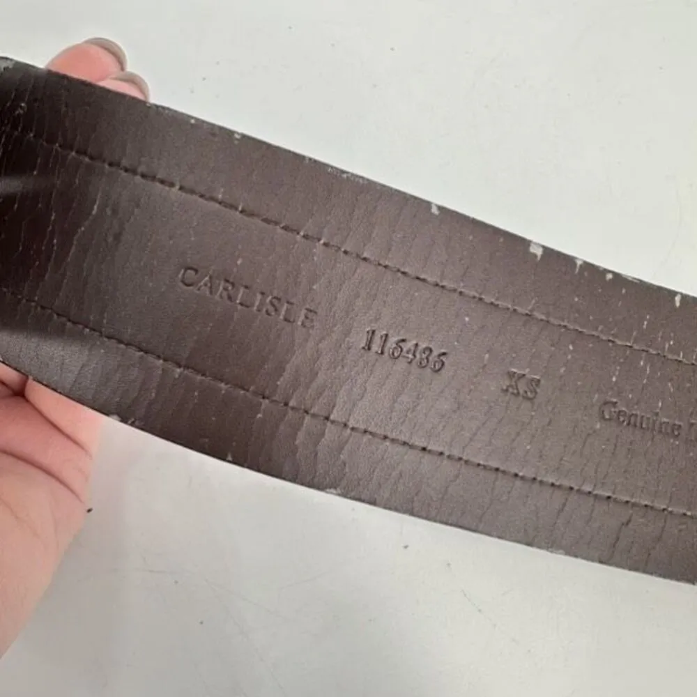 Carlisle Women's Leather Crocodile Head Tail Rhinestones Buckle Belt Brown XS‎ - Image 7