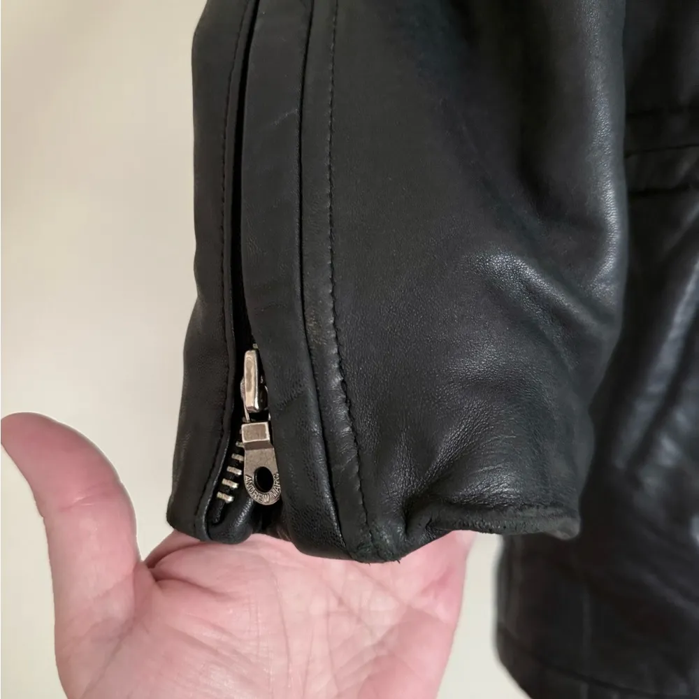 Leather Coat by Andrew Marc Fox and Faux Fur Trim Womens Size S Jacket with Hood - Image 4