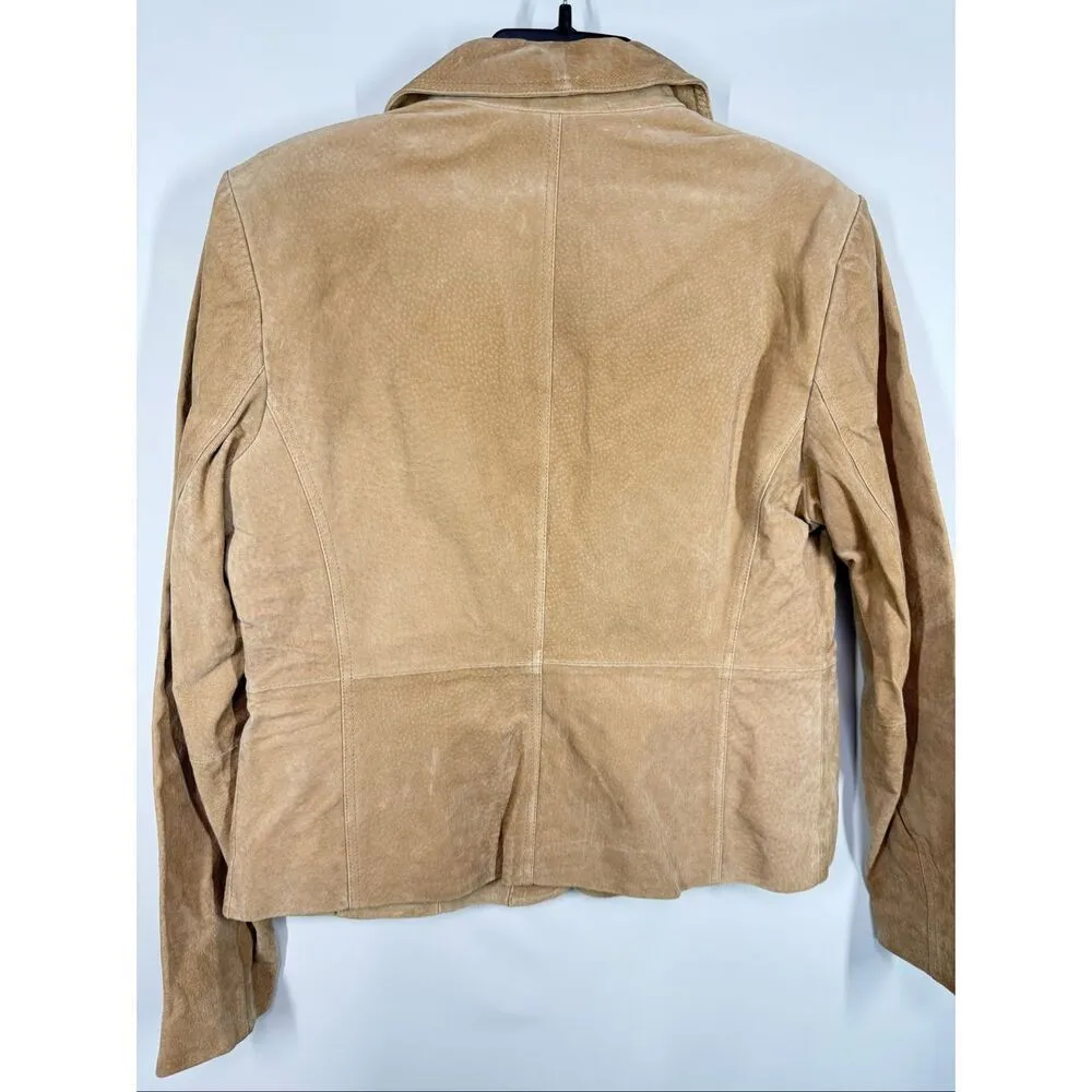 New York and Company Suede tan leather blazer size 12 - Image 3
