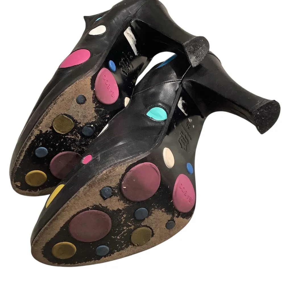 IsaBoo Vero Cuoio 100% Italian Leather Polka Dot High Heels 1991 Classics Sz 36. Black - Image 8