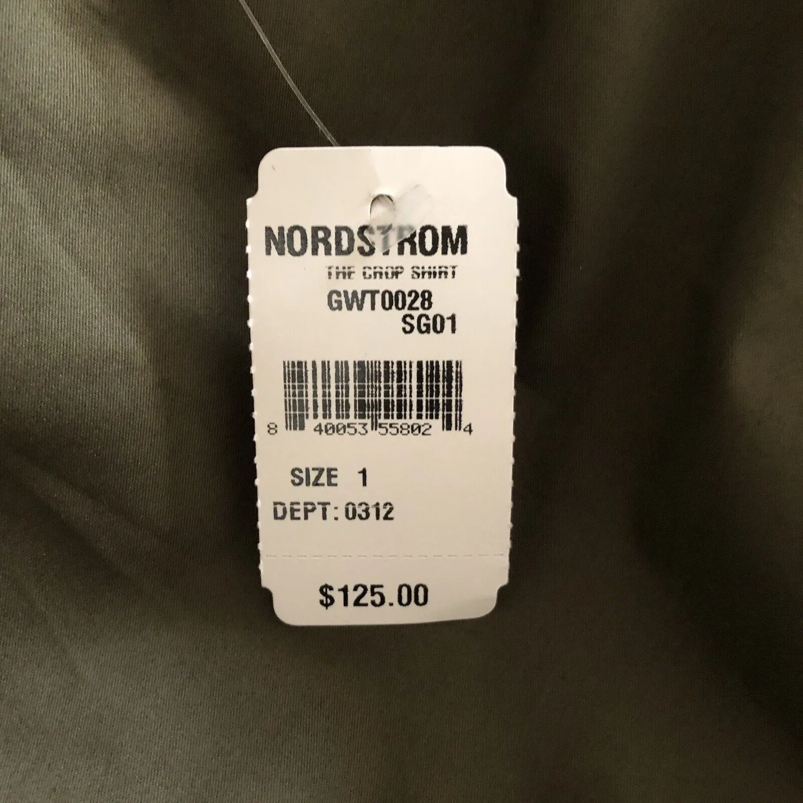 Good American NWT The Cropped Shirt Button Down Sage Collared Front Pockets - Image 10