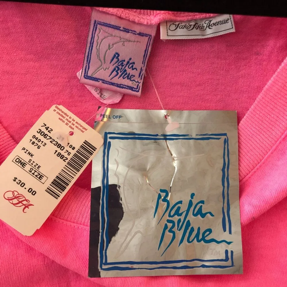 Baja Blue Saks Fifth Avenue Womens Vintage T Shirt Dress Oversized Pink One Size - Image 4