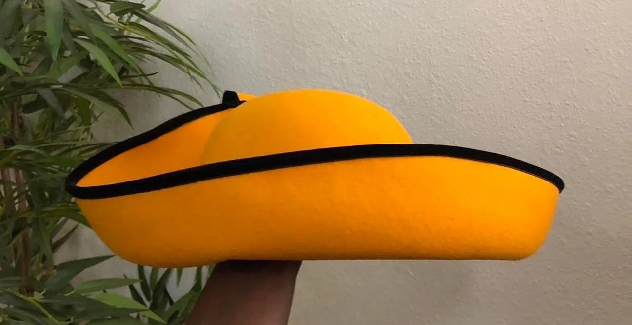 RARE Vintage 90s Whittall & Shon Bollman 100% Wool Felt Derby Church Hat Cap Yellow Black Bow Bucket USA Made - Image 5