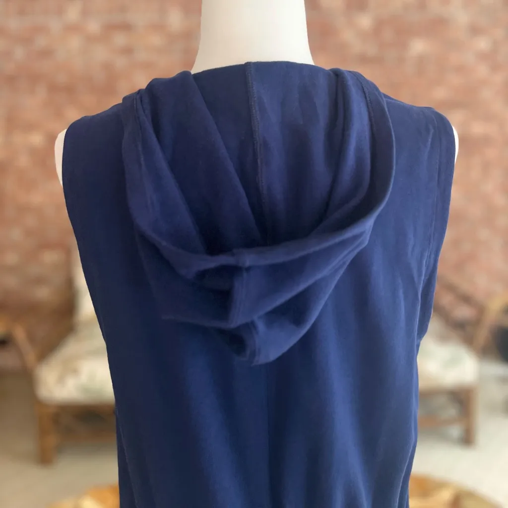 Fabletics Hannah Vest Fleece Hoodie Blue Knit XXS Drawstring Open Front Casual - Image 7