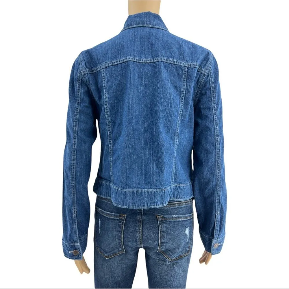 Faded Glory MEDIUM Blue Stonewash Denim Button Up Country Western Jean Jacket - Image 6