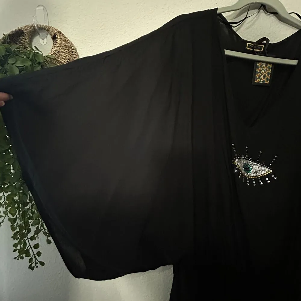 New Kurt Geiger Black Eye Tunic Cover Up Dolman Sleeve Resort Lounge Luxury Sm - Image 8