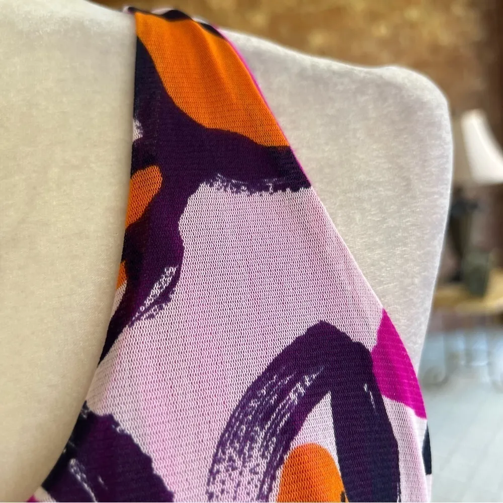 INC International Concepts Purple Floral Racerback Halter Mesh Tank Top M Size M - Image 5