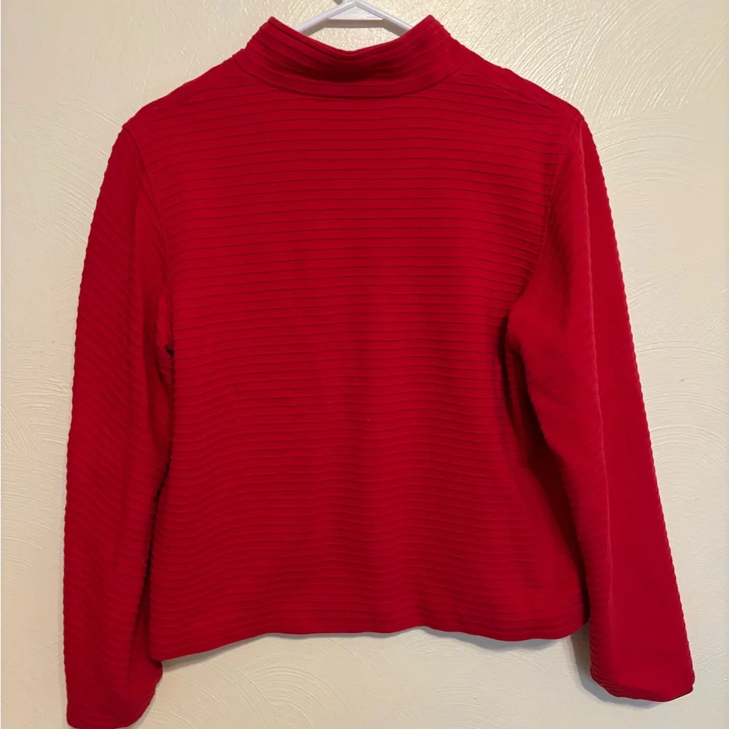 Coldwater Creek Red Ribbed Button Front Jacket Cardigan Mandarin Collar - Image 9