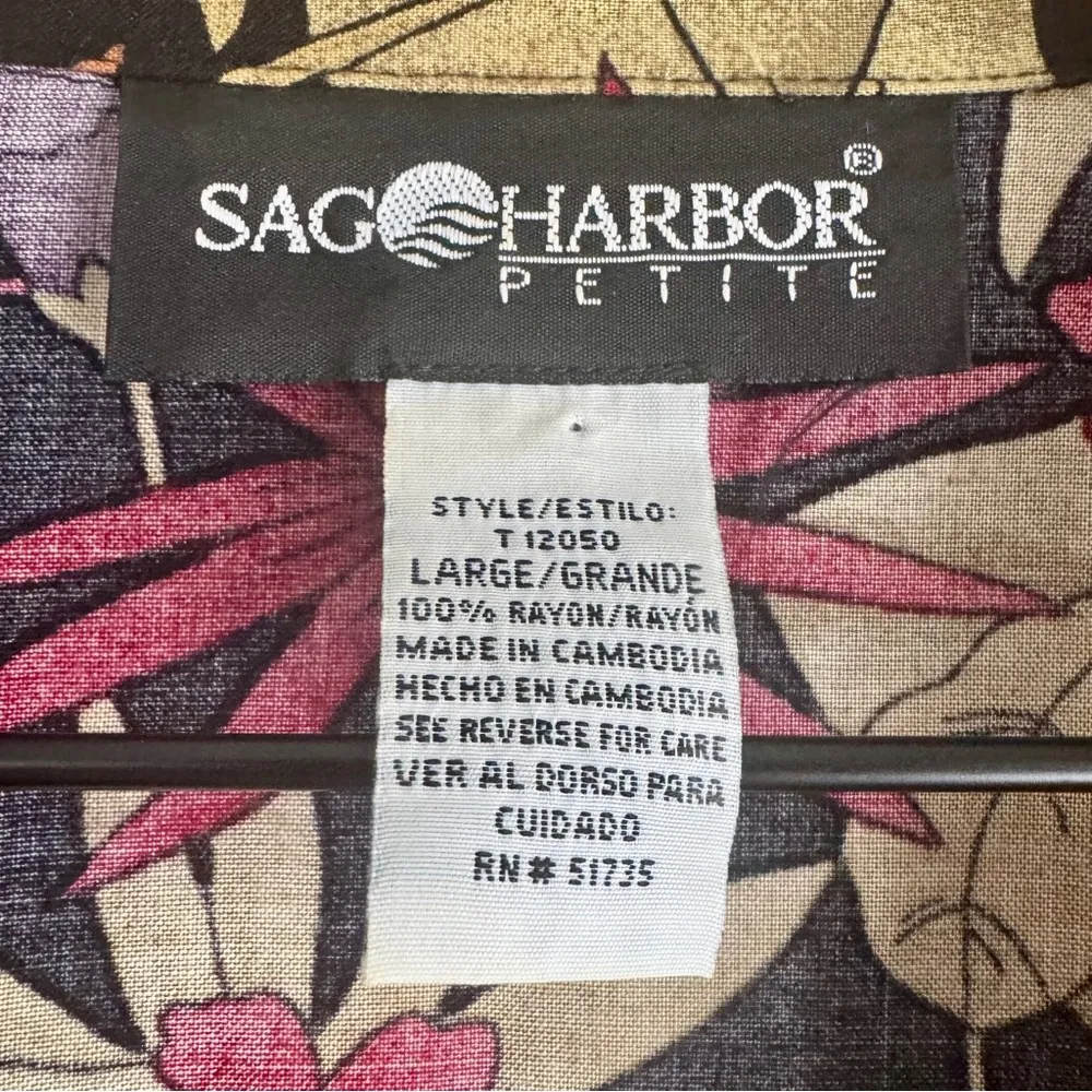 Vintage 90s Sag Harbor Petite Two Piece Floral Short Sleeve Button Midi Skirt - Image 7