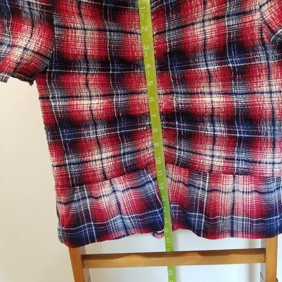 Almost Famous Plaid Red Blue White Off Shoulder - Image 6