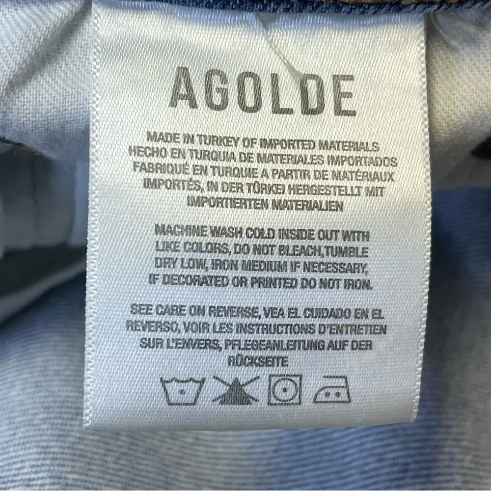 Agolde Riley Jeans Straight Crop High Rise Button Fly Womens 27 Distressed - Image 9