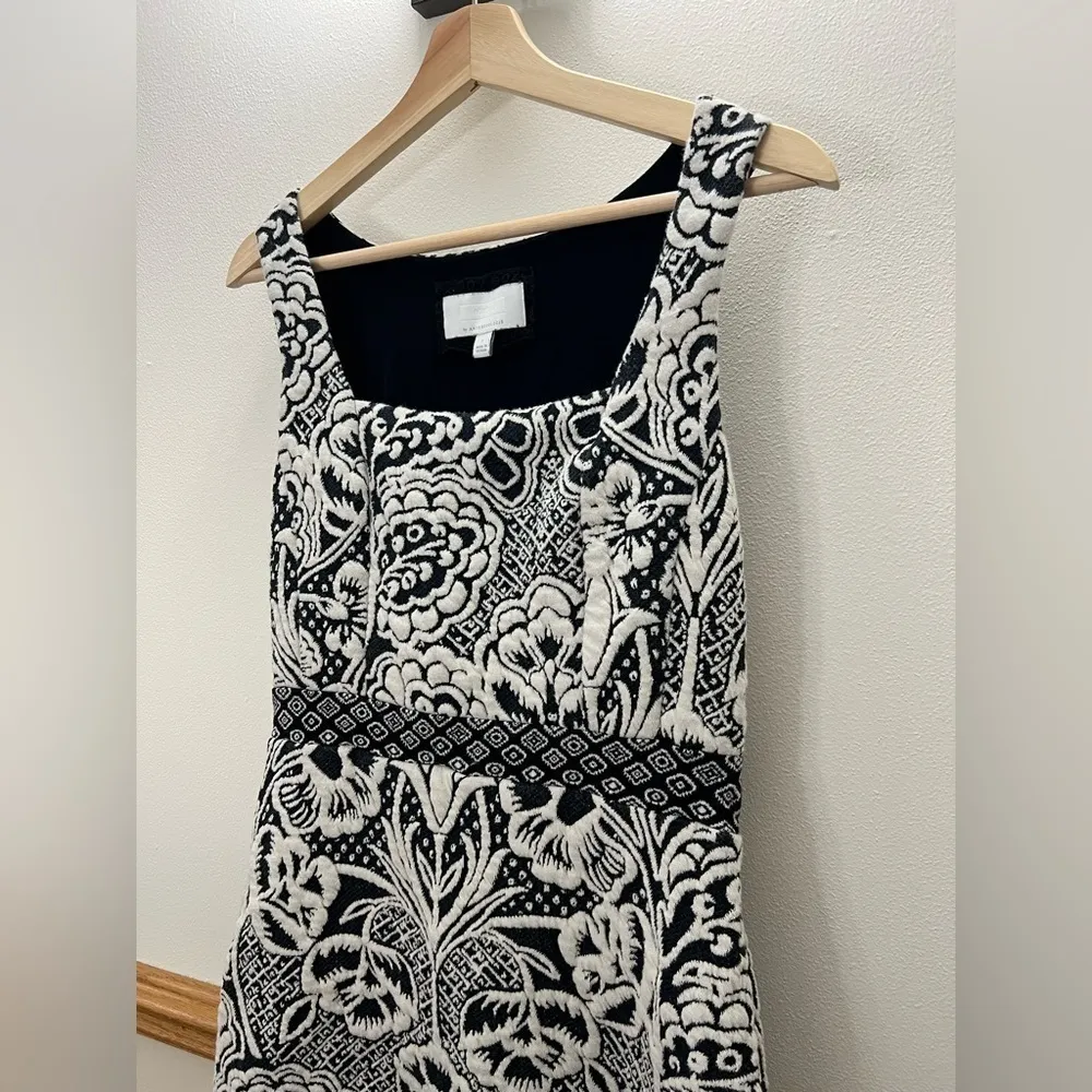 Anthropologie Ett:twa Valery Brocade Dress Navy White Floral Paisley Size Small - Image 4