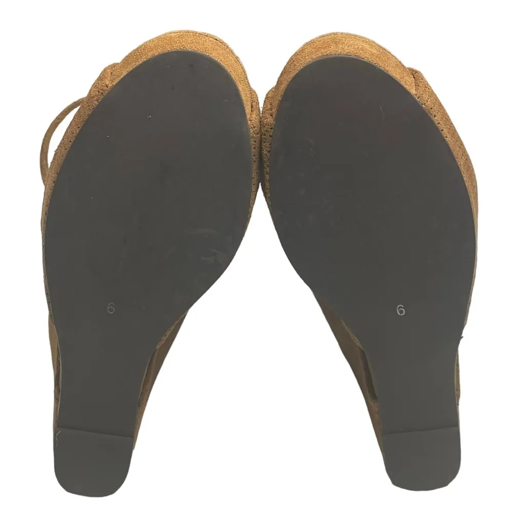 Jeffrey Campbell ᪥ Mary Roks Perforated Suede Wedge Peep Toe Booties ᪥ Cognac 6M - Image 14