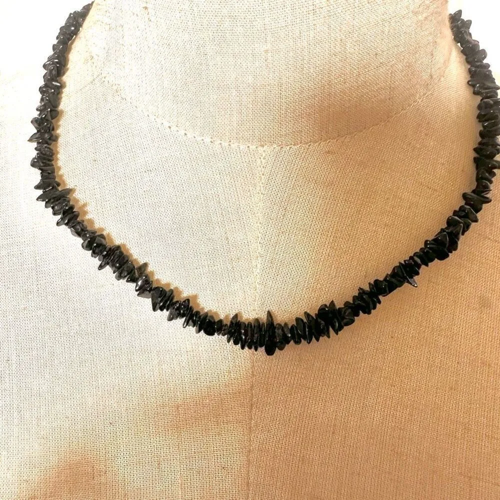 Obsidian chip necklace Black - Image 3