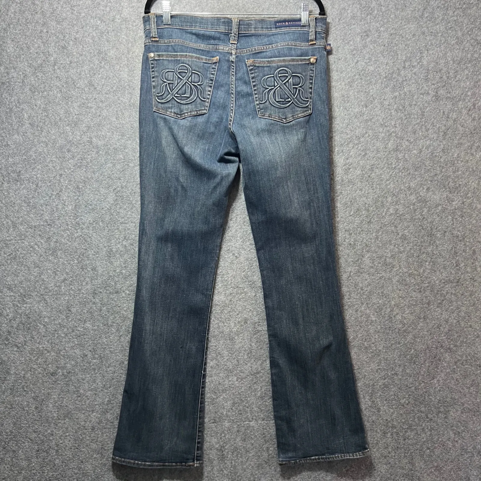 Rock & Republic Kasandra Bootcut Jeans Embellished Pockets Dark Wash Size‎ 12 - Image 8