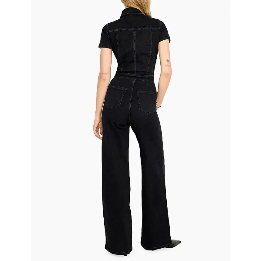 Good American Fit for Success Denim Jumpsuit Black Small NWT Nordstrom Stretchy - Image 10