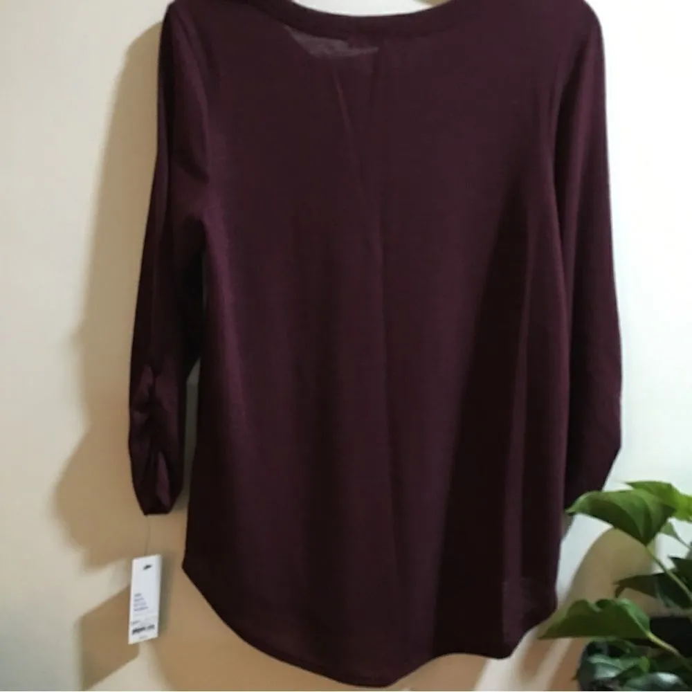 Apt.9 Round bottom Rouched quarter sleeve top - Image 4