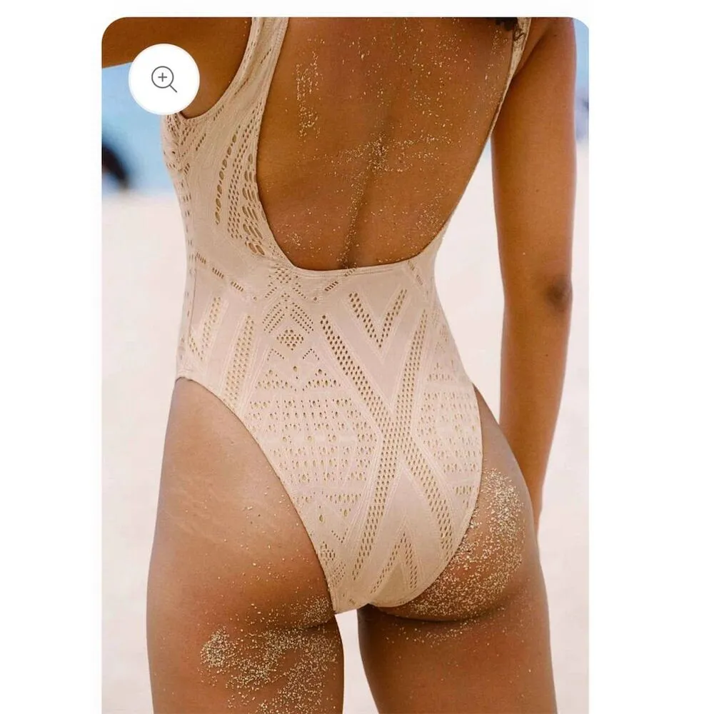 Vitamin A Women's Crochet Mika One Piece Swimsuit Beige Size M Eco-Friendly - Image 2