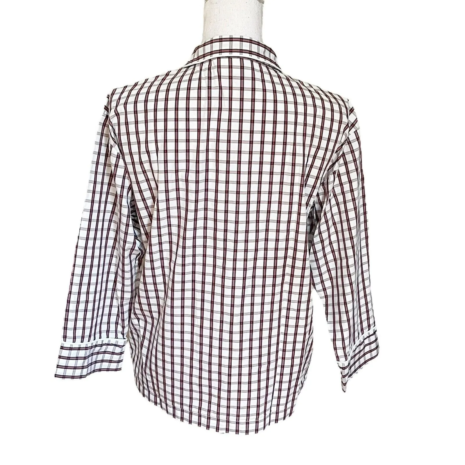 Sleepy Jones Pajama Top Women’s XS White Check Button Down Classic Loungewear - Image 6