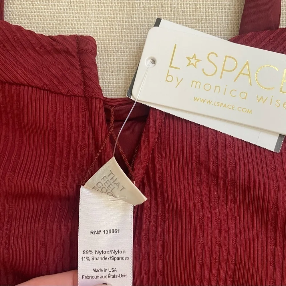 𝅺NWT L*SPACE Pointelle Rib Cha Cha OnePiece Sangria - Image 7