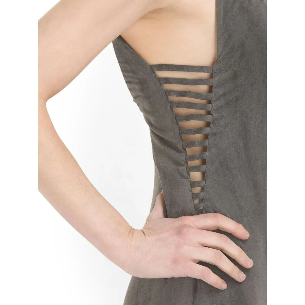 NWT Gypsy 05 Sand Gray Deep V Bamboo Side Strap Detail Maxi Dress XS $187 - Image 2