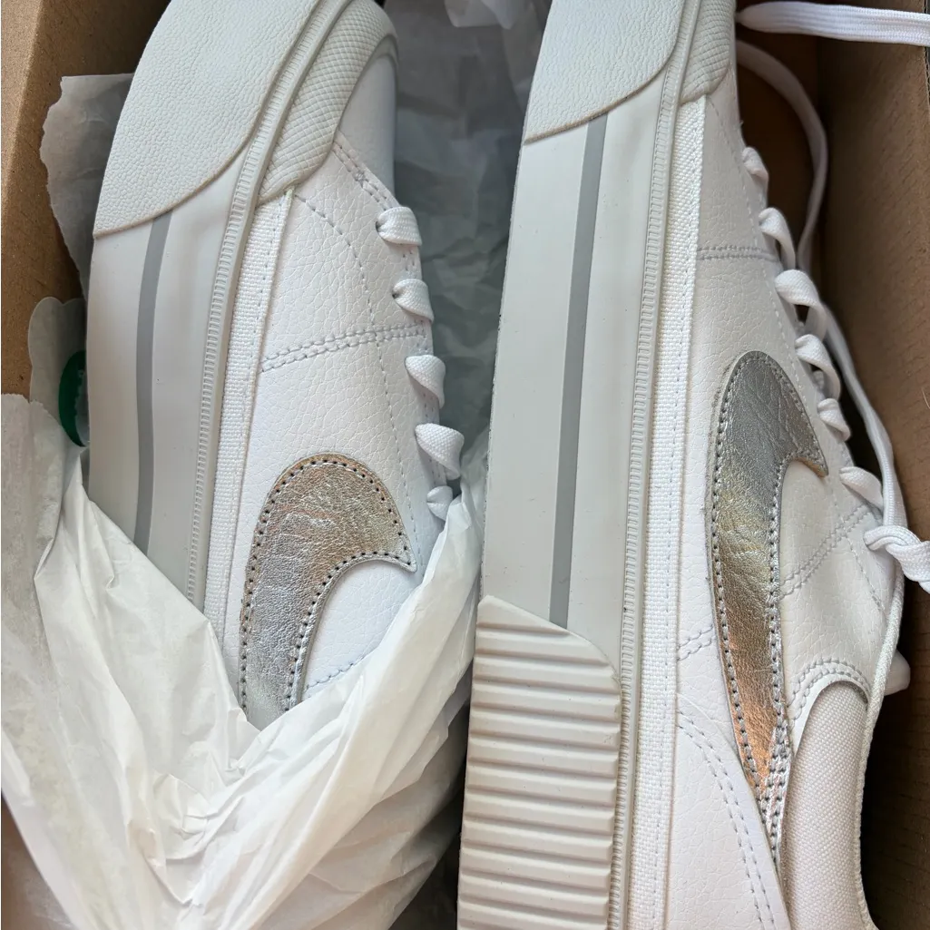 Womens nike White and Silver court legacy lift Sneakers - Image 2